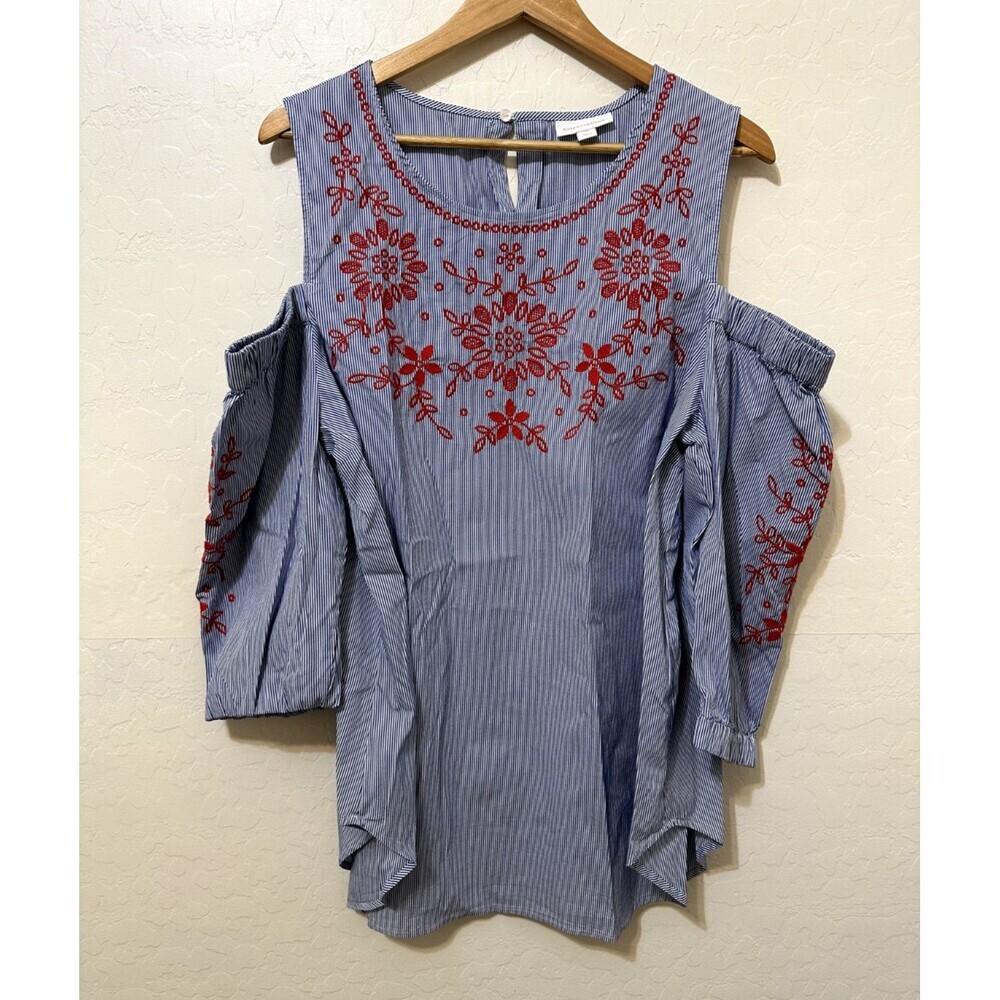 Charter Club Womans Embroidered‎ Top Size 2X Floral Boho Hippie Artsy